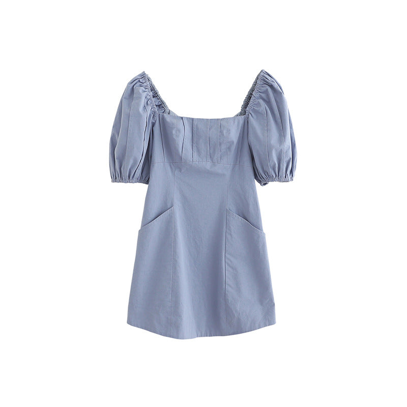 Kids French Square Collar Bubble Sleeve Dress