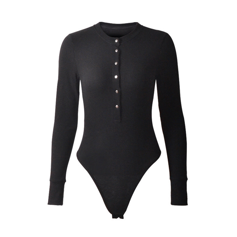 Women's Ribbed Long-Sleeve Slim Fit Jumpsuit