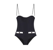 Retro Square Neck One-Piece Sling Swimsuit