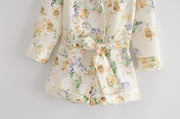 Floral Print High-Waist Denim Jumpsuit