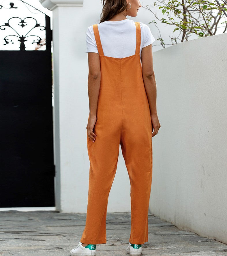 Retro Casual Wide-Leg Bib Overalls for Women