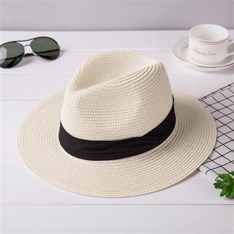 Unisex Foldable Straw Sun Hat - Wide Brim Beach Jazz Hat