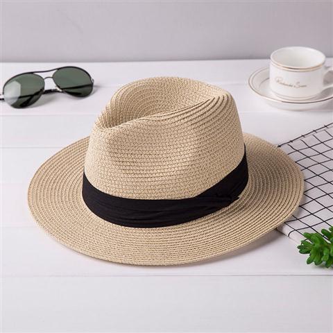 Unisex Foldable Straw Sun Hat - Wide Brim Beach Jazz Hat