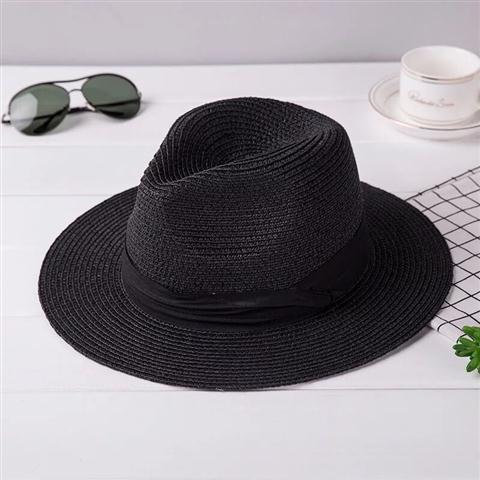 Unisex Foldable Straw Sun Hat - Wide Brim Beach Jazz Hat