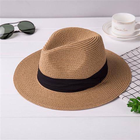 Unisex Foldable Straw Sun Hat - Wide Brim Beach Jazz Hat
