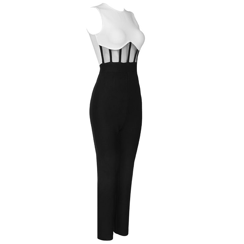 Elegant Black & White Evening Jumpsuit for Women
