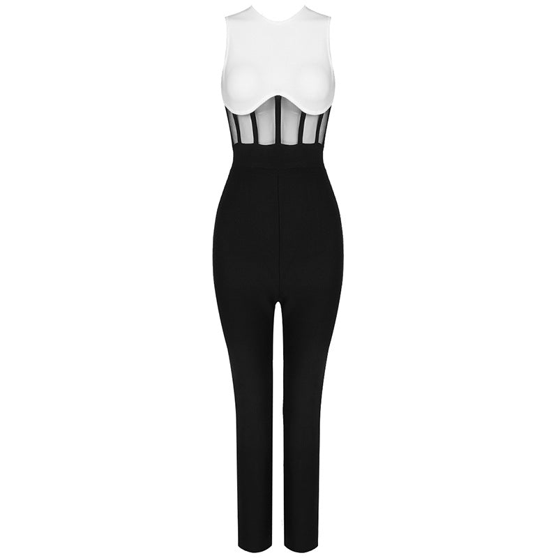 Elegant Black & White Evening Jumpsuit for Women