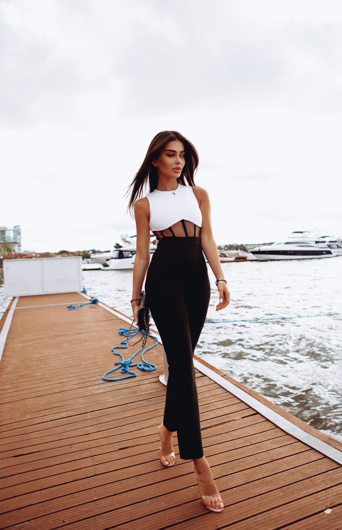 Elegant Black & White Evening Jumpsuit for Women