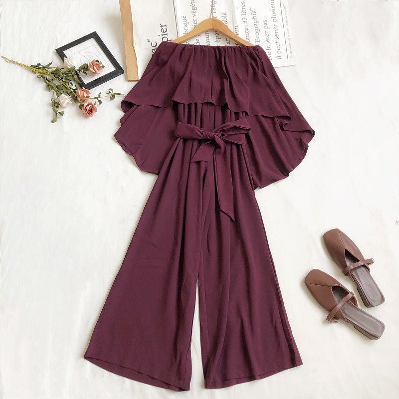 Chic Ruffled Tube Top Wide-Leg Jumpsuit