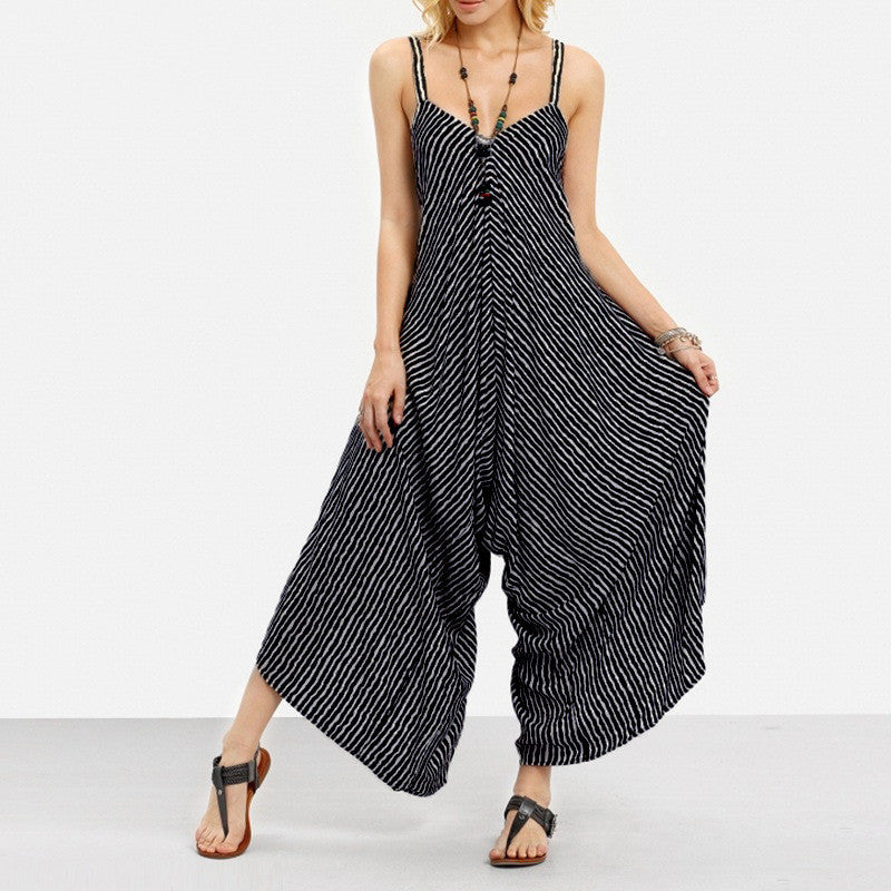 Comfy Striped Wide-Leg Cropped Jumpsuit
