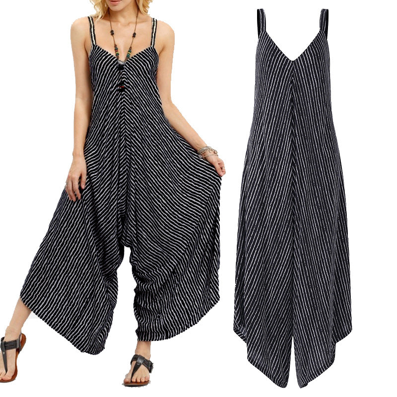 Comfy Striped Wide-Leg Cropped Jumpsuit
