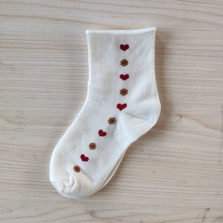 Strawberry Love Heart Tube Socks for Women