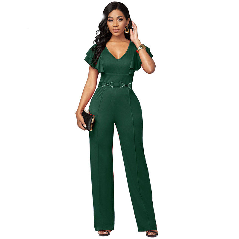 Sexy V-Neck Long-Sleeve Casual Women's Jumpsuit