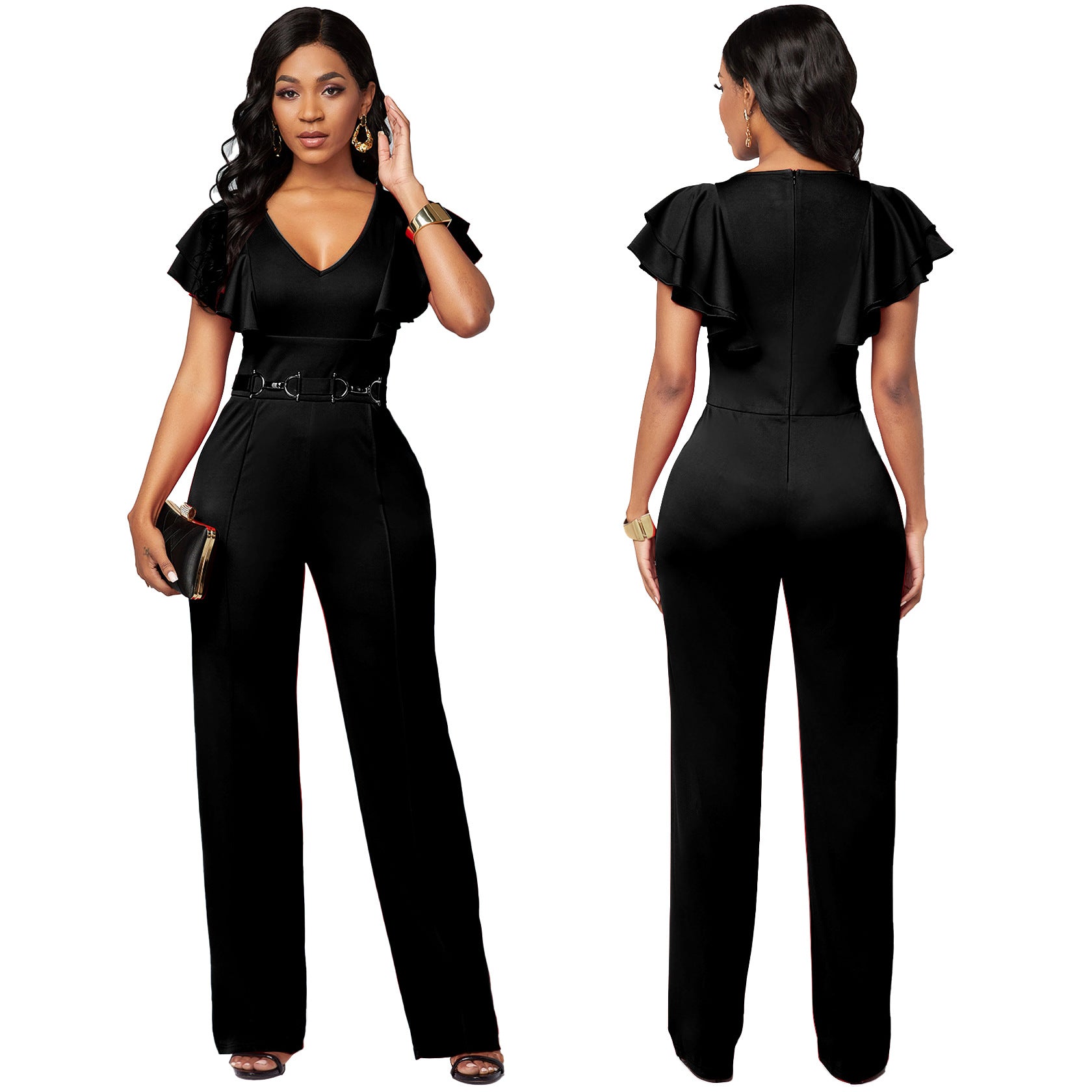 Sexy V-Neck Long-Sleeve Casual Women's Jumpsuit