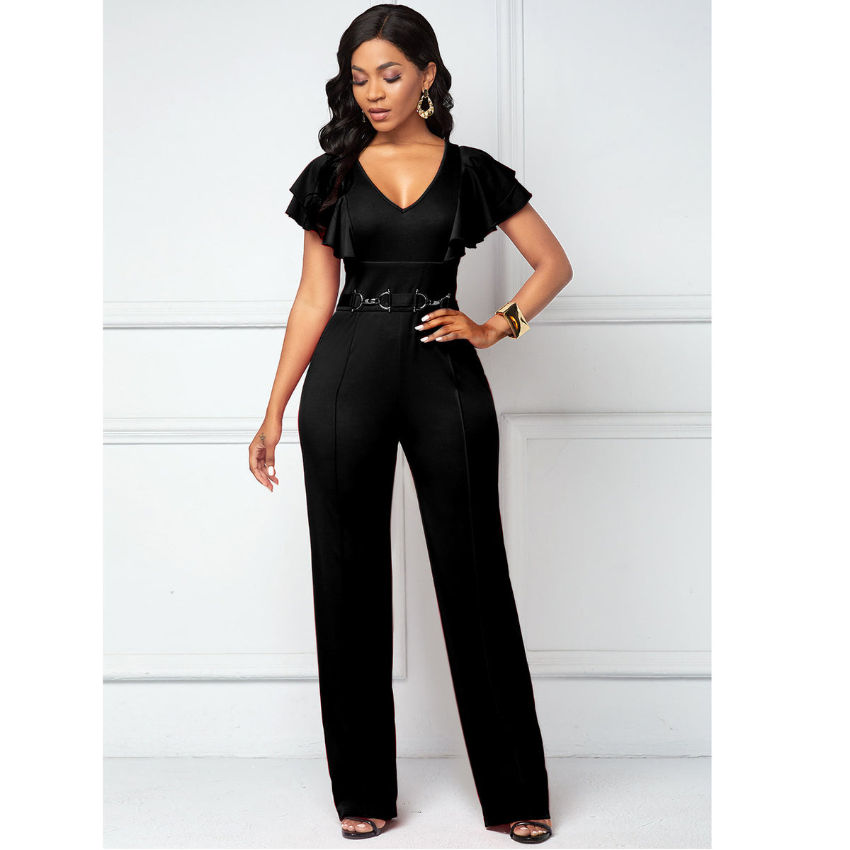 Sexy V-Neck Long-Sleeve Casual Women's Jumpsuit
