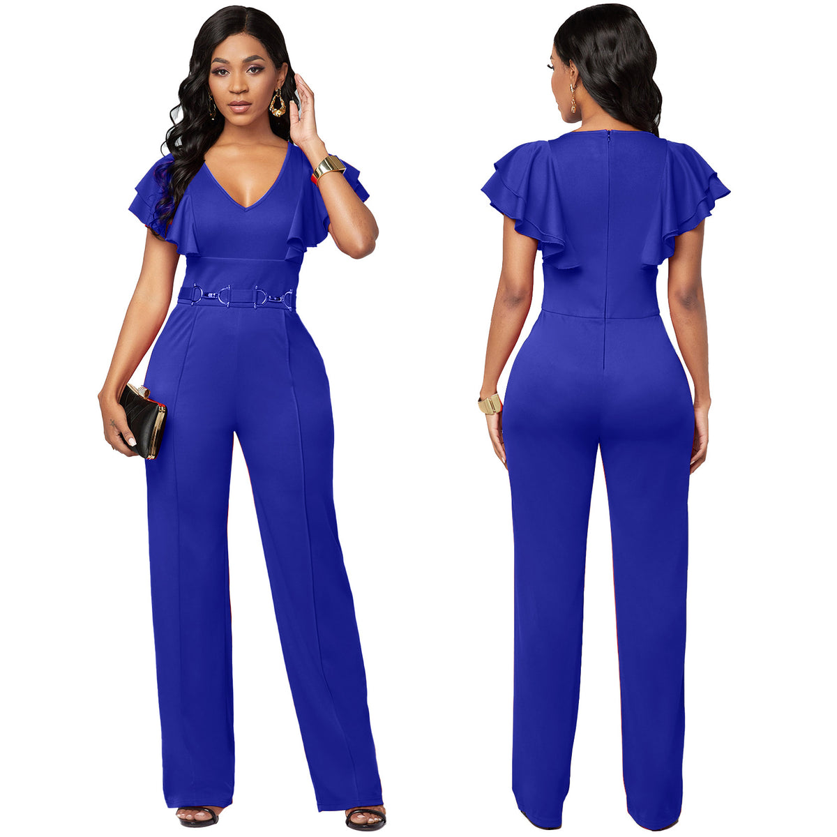Sexy V-Neck Long-Sleeve Casual Women's Jumpsuit