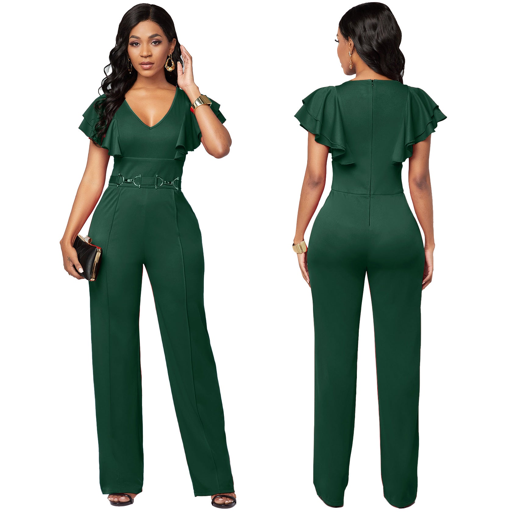 Sexy V-Neck Long-Sleeve Casual Women's Jumpsuit