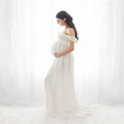 Elegant Strapless Chiffon Maternity Dress for Photoshoot