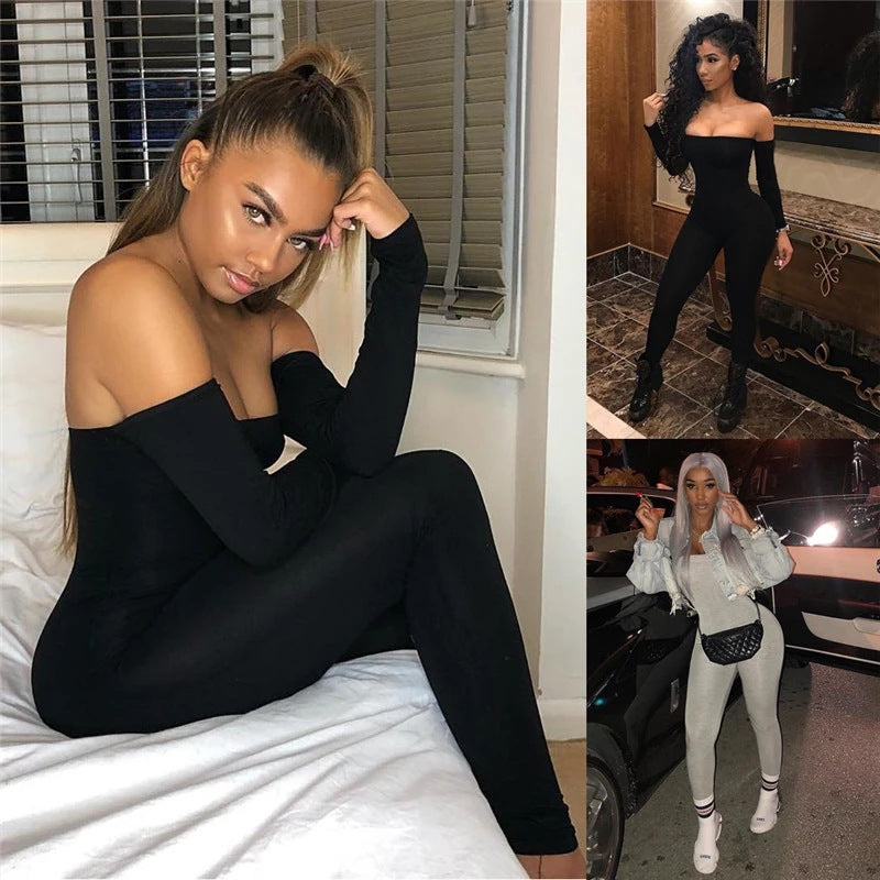 Sleek One-Shoulder Long-Sleeve Slim Fit Jumpsuit