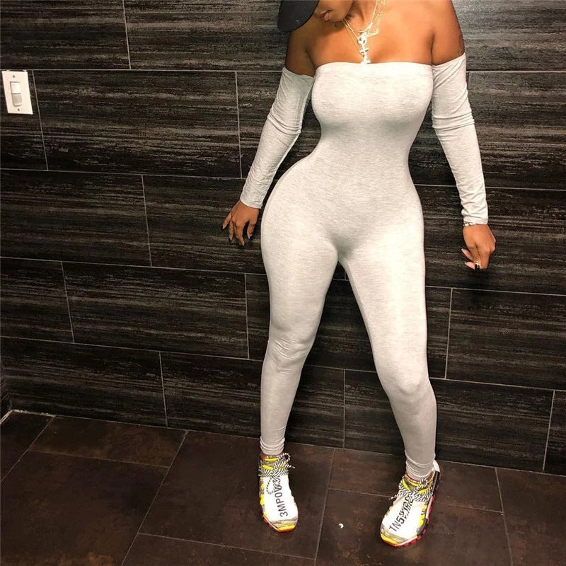 Sleek One-Shoulder Long-Sleeve Slim Fit Jumpsuit