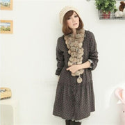 Warm Japanese-Korean Style Rabbit Fur Scarf for Women