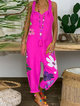 Casual Plus-Size Printed Jumpsuit Loose Bib Overalls
