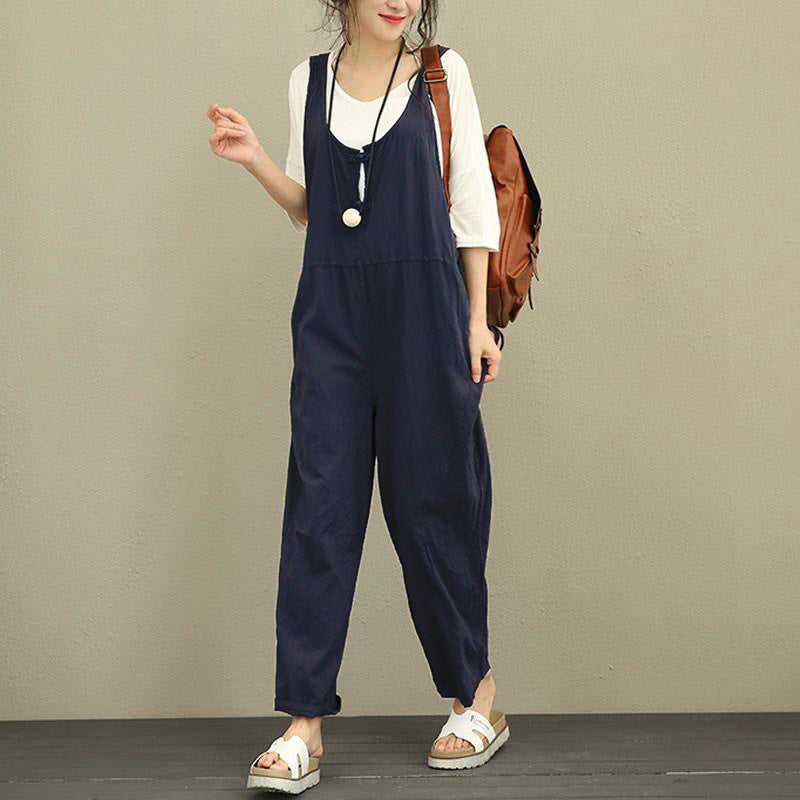 Plus Size Loose Casual Bib Overalls & Comfy Trousers