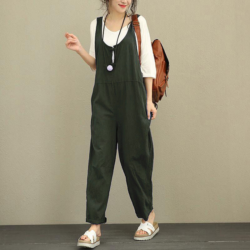 Plus Size Loose Casual Bib Overalls & Comfy Trousers