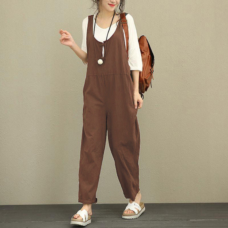 Plus Size Loose Casual Bib Overalls & Comfy Trousers