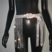 Luxury Gold or Silver Alloy Belt Buckle with Diamond Fringe Design
