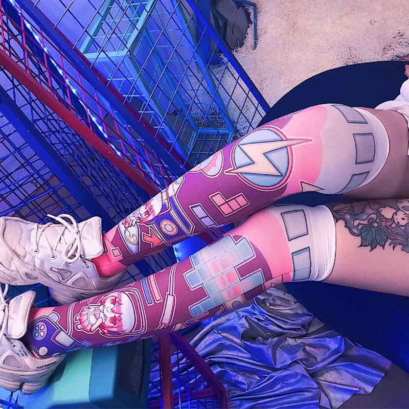 Soft Girl Video Game Knee Socks Velvet