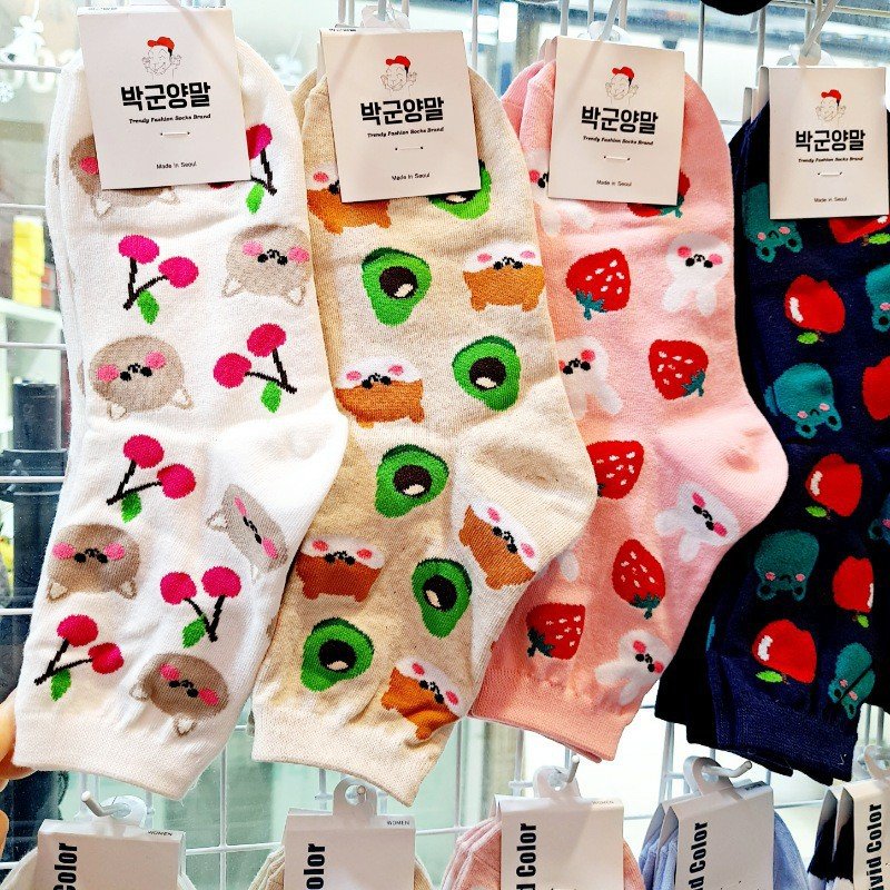 Cute Little Bear Avocado Socks for Girls