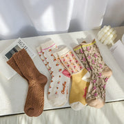 Retro Floral Cotton Socks for Women