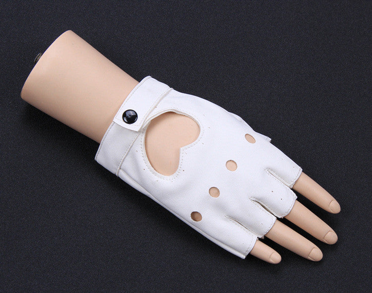 Peach Heart Fingerless Dance Gloves for Women