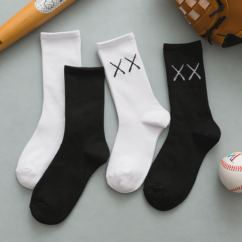 Women's Sports Socks - Black & White Tube Socks