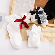 Elegant Japanese Bow Lace Socks for Women
