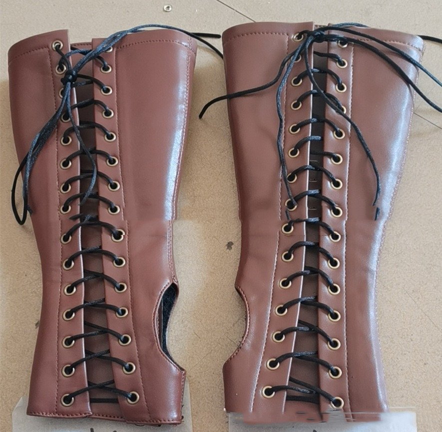 Protect Your Hands with PU Long Lace Up Wrist Guard Half Finger Gloves