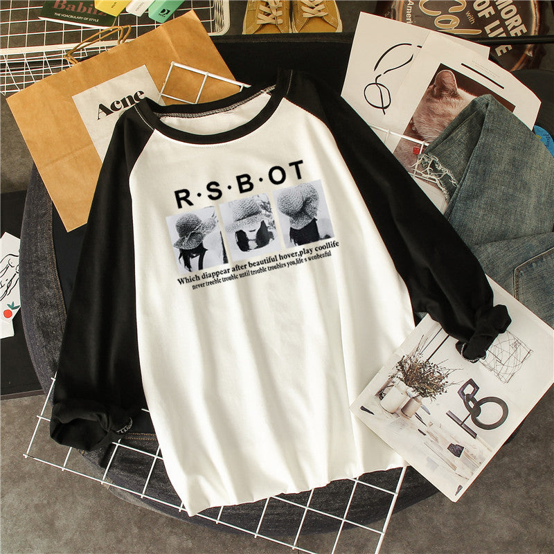 Spring And Autumn Loose Large Size Wild Fashion Personality Stitching Top Bottoming Shirt