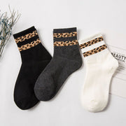 Leopard Print Mid Calf Socks for Women