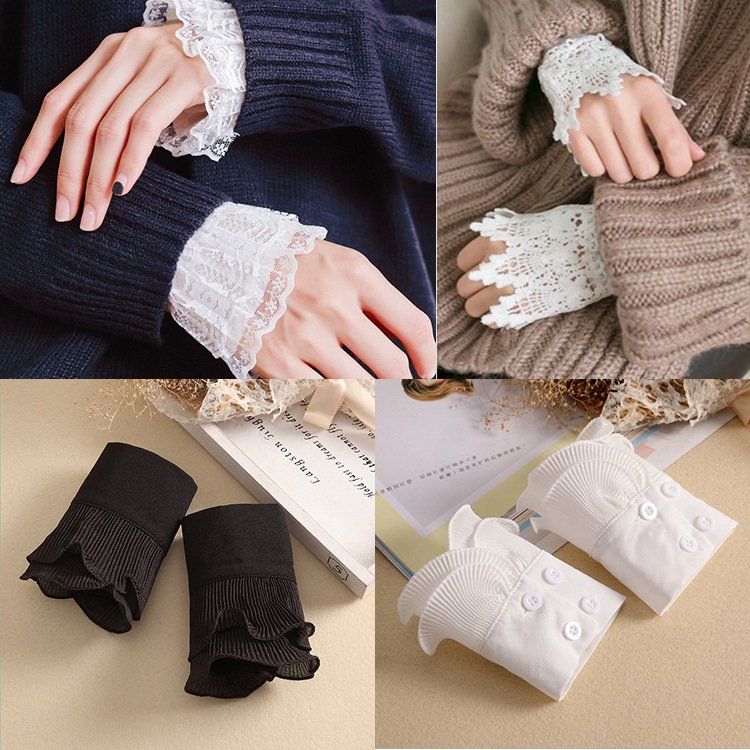Elegant Lace Cuff Sleeves for Women's Sweaters