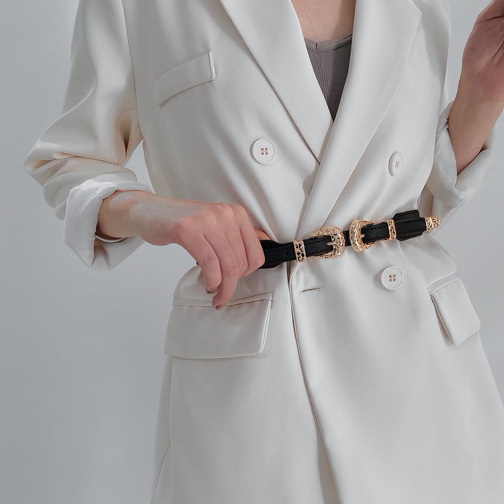 Thin Black Decorative Coat Skirt Belt for Women