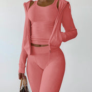 Velvet 3-piece Vest Set for Women - Double-Sided Hooded Style