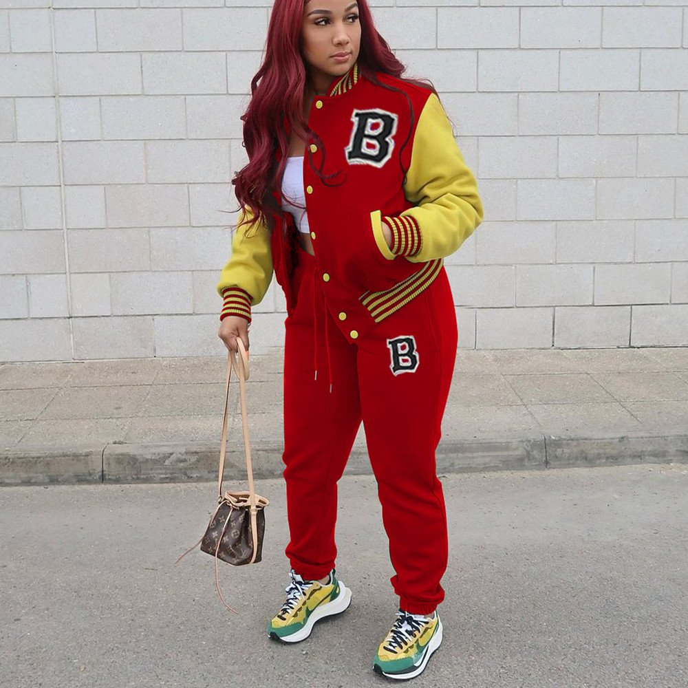 Casual Letter Jumpsuit Set for Women