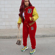 Casual Letter Jumpsuit Set for Women