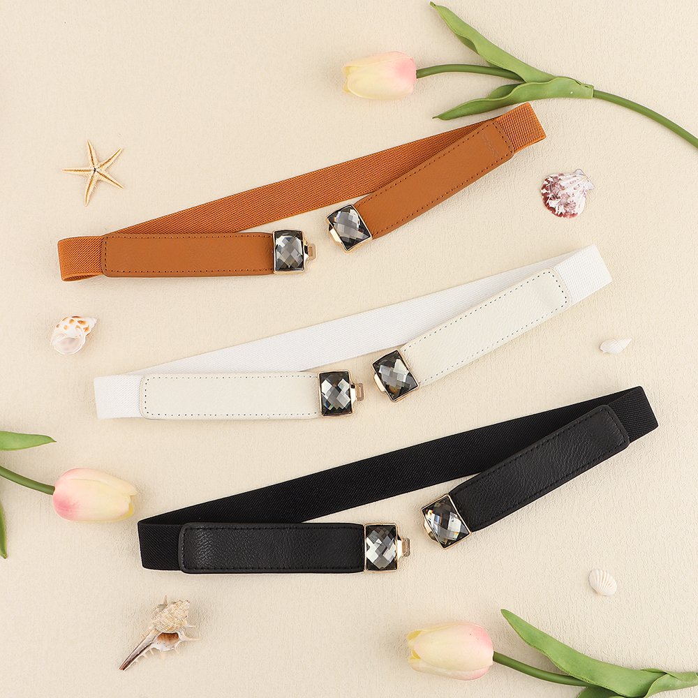 Multi-Color Diamond-Encrusted Elastic Belt