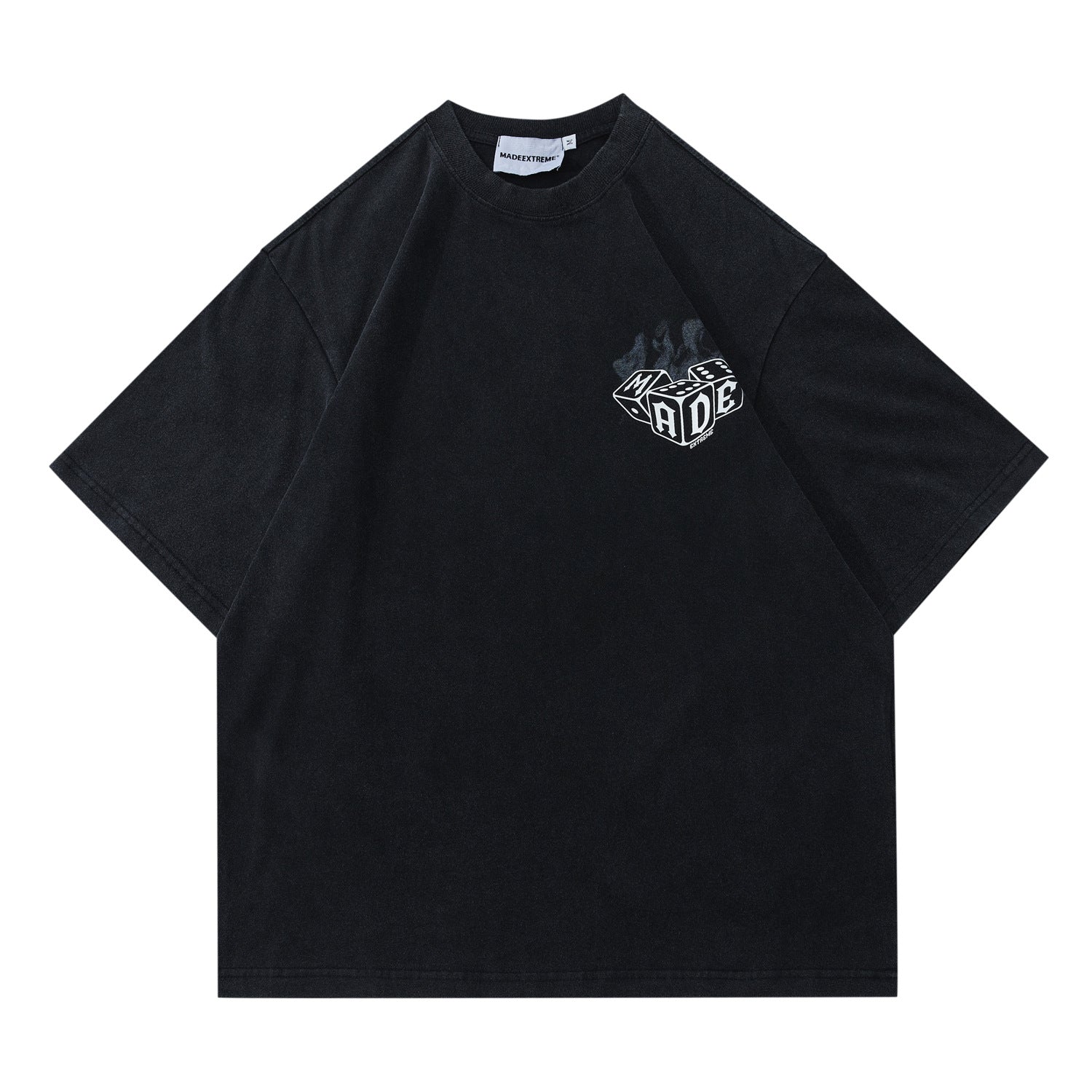 Retro Flame Dice Distressed Men's Streetwear Tee