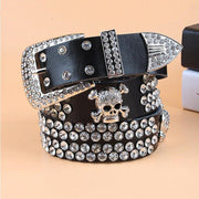 Elegant Women's Leather Belt with Rhinestones