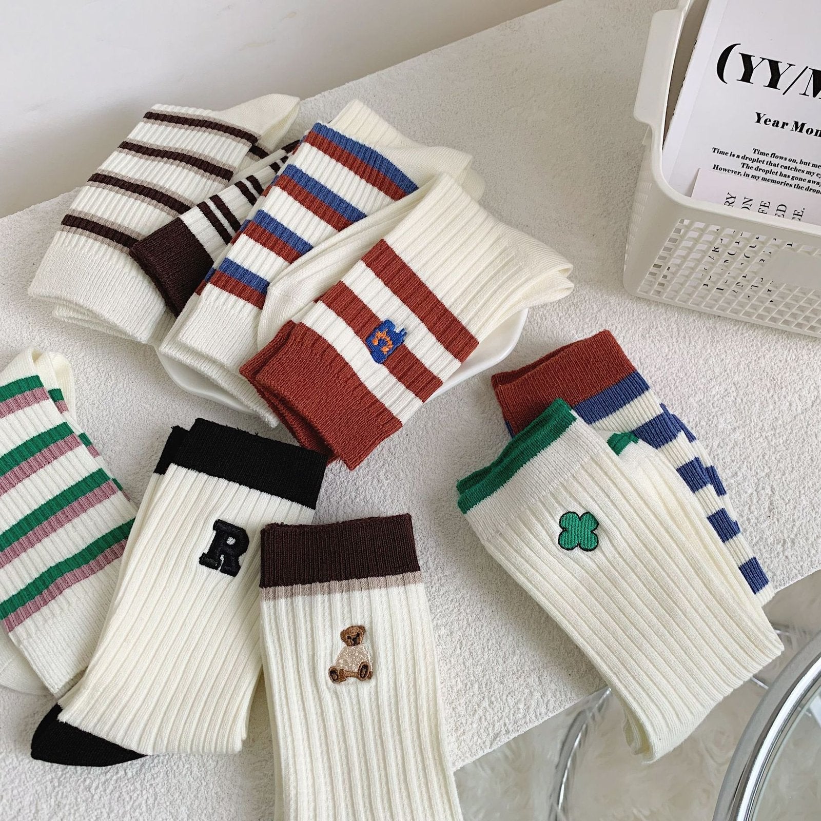 Colorful Kids' Socks with Double Stitches