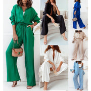 Autumn Casual Wide-leg Jumpsuit Set for Women