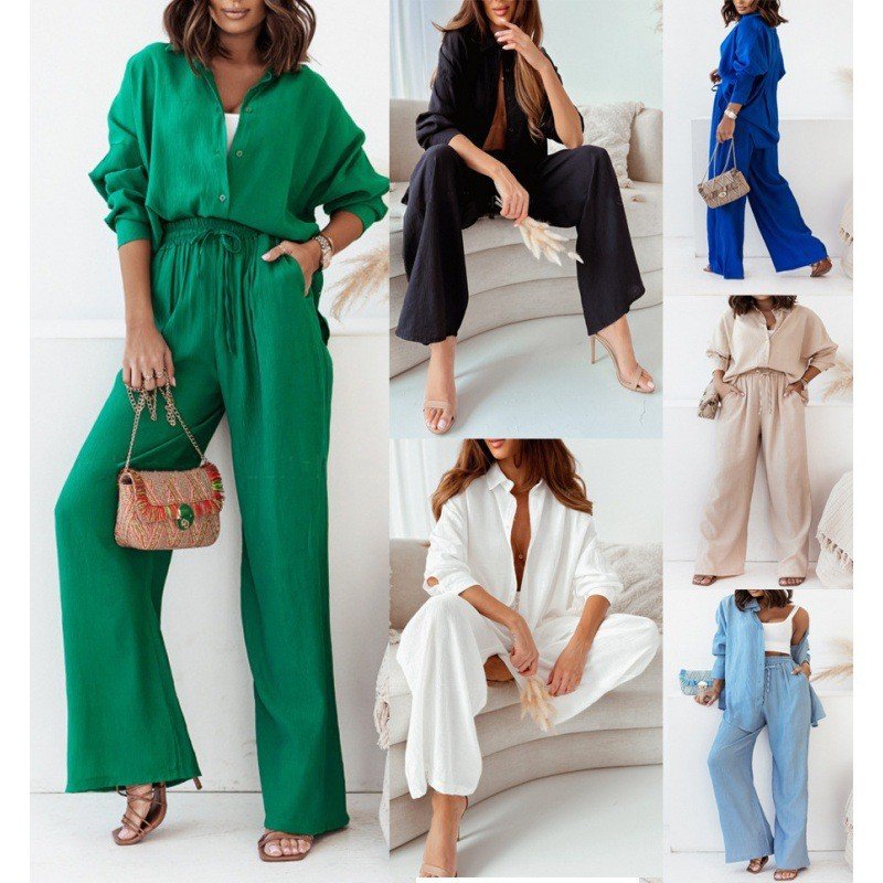 Autumn Casual Wide-leg Jumpsuit Set for Women